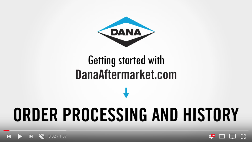 DanaAftermarket.com Order Processing and History