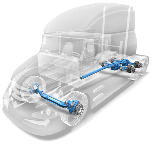 Class 8 Truck with Downspeeding Components