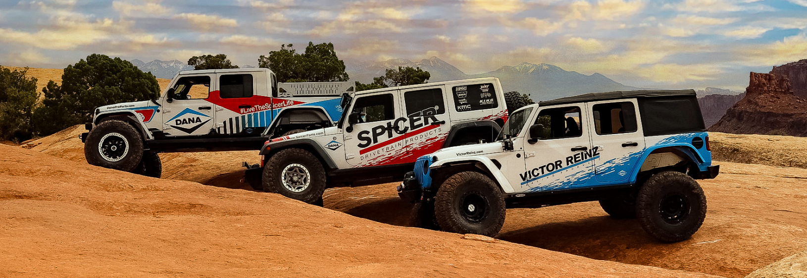 A lineup of Spicer & Victor Reinz branded Jeeps