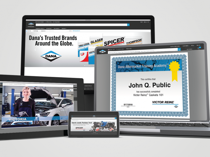 responsive design showcase of Dana Aftermarket Training Academy on multiple devices