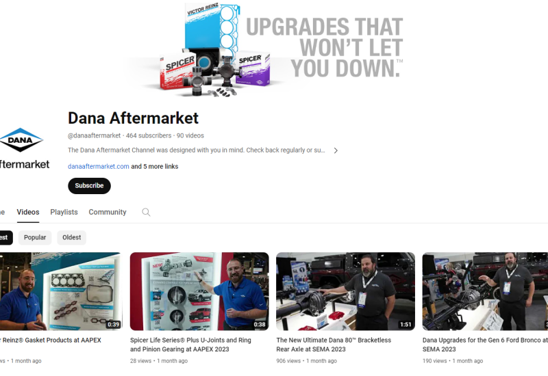Dana Adds Valuable Content to Aftermarket YouTube Channel